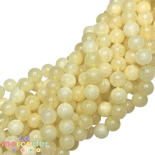 Ágata Amarilla Translúcida en Tira (#6 y #8) | Cuentas Redondas para Pulseras y Joyería | Piedra Natural para Bisutería