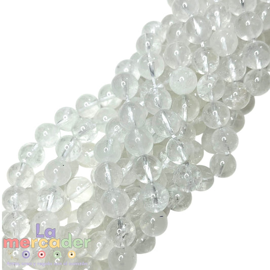Cuarzo Cristal Blanco Natural en Tira (#6 y #8) | Cuentas Transparentes para Pulseras y Joyería | Piedra Natural para Bisutería