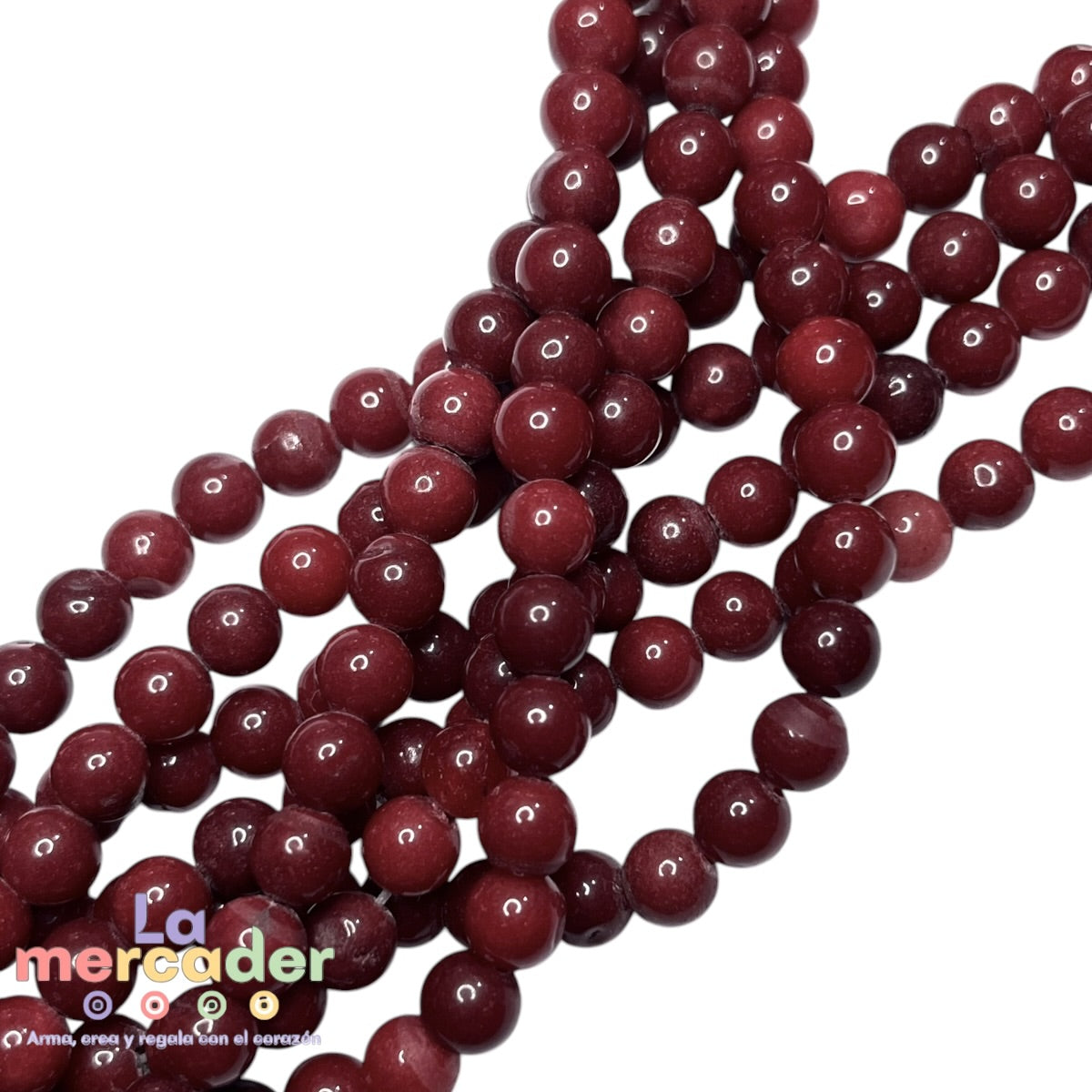 Ágata Roja en Tira (#6 y #8) | Cuentas Redondas para Pulseras y Joyería | Piedra Natural para Bisutería