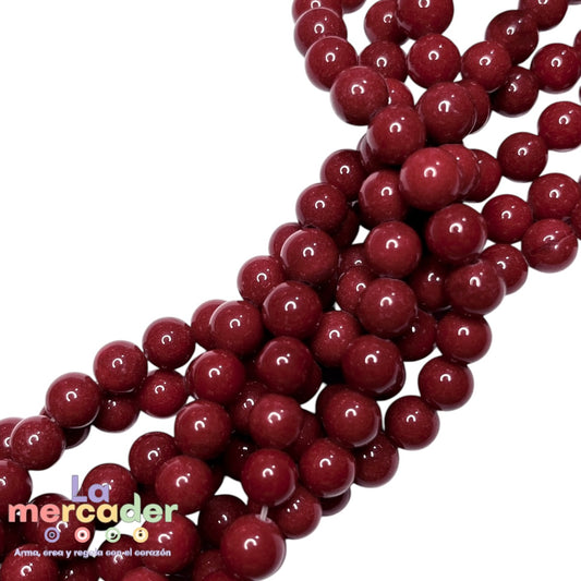 Ágata Roja en Tira (#6 y #8) | Cuentas Redondas para Pulseras y Joyería | Piedra Natural para Bisutería