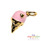 Dije Helado Rosa Chapa de Oro 14k con Esmaltado | Charm Ice Cream 13 mm para Pulseras y Collares