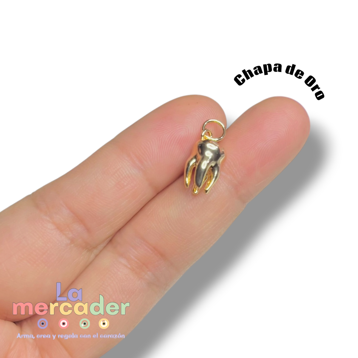 Dije Muela Chapa de Oro 14k (Color) | Charm Dental 10 mm para Pulseras y Collares | Ideal Dentistas
