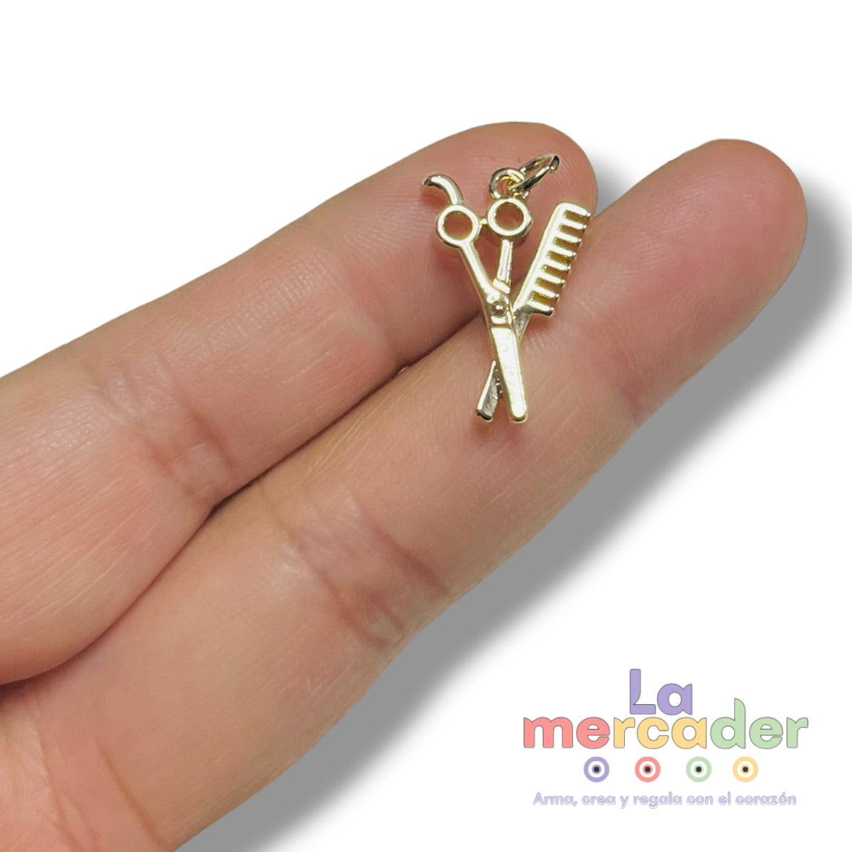 Dije para Estilista Tijeras y Peine Chapa de Oro 14k | Charm Belleza Profesional