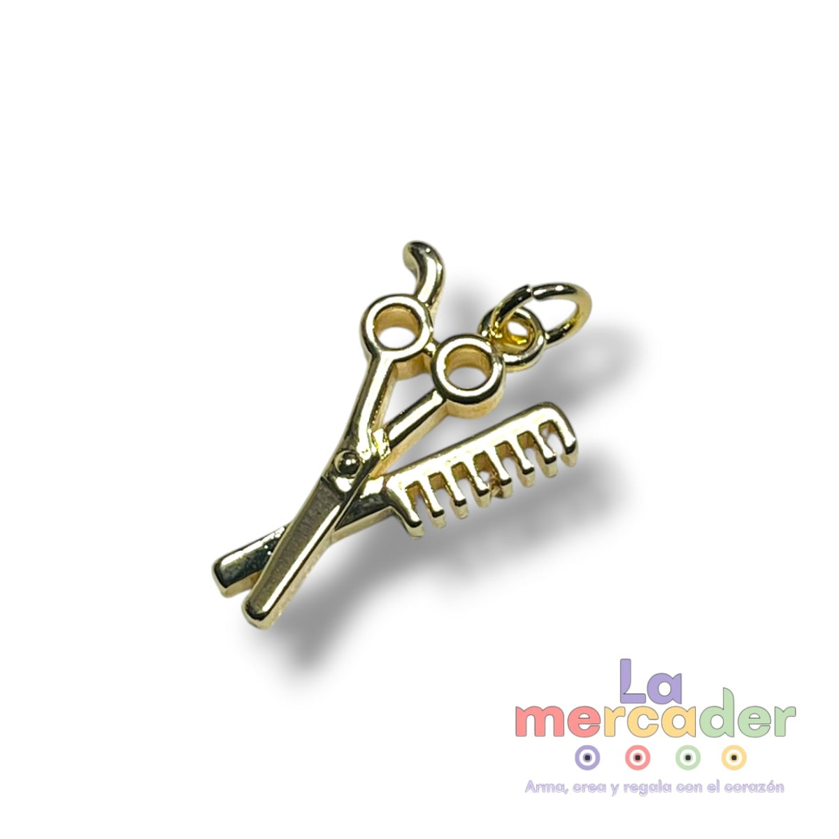 Dije para Estilista Tijeras y Peine Chapa de Oro 14k | Charm Belleza Profesional