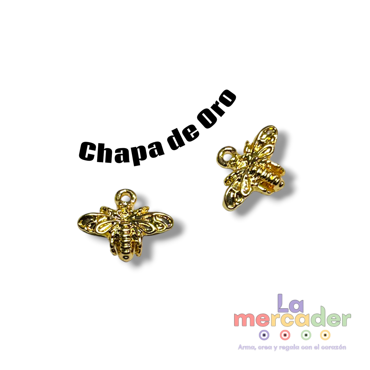 Dije Abeja Chapa de Oro 14k 9 mm | Charm Dorado para Pulsera y Collar