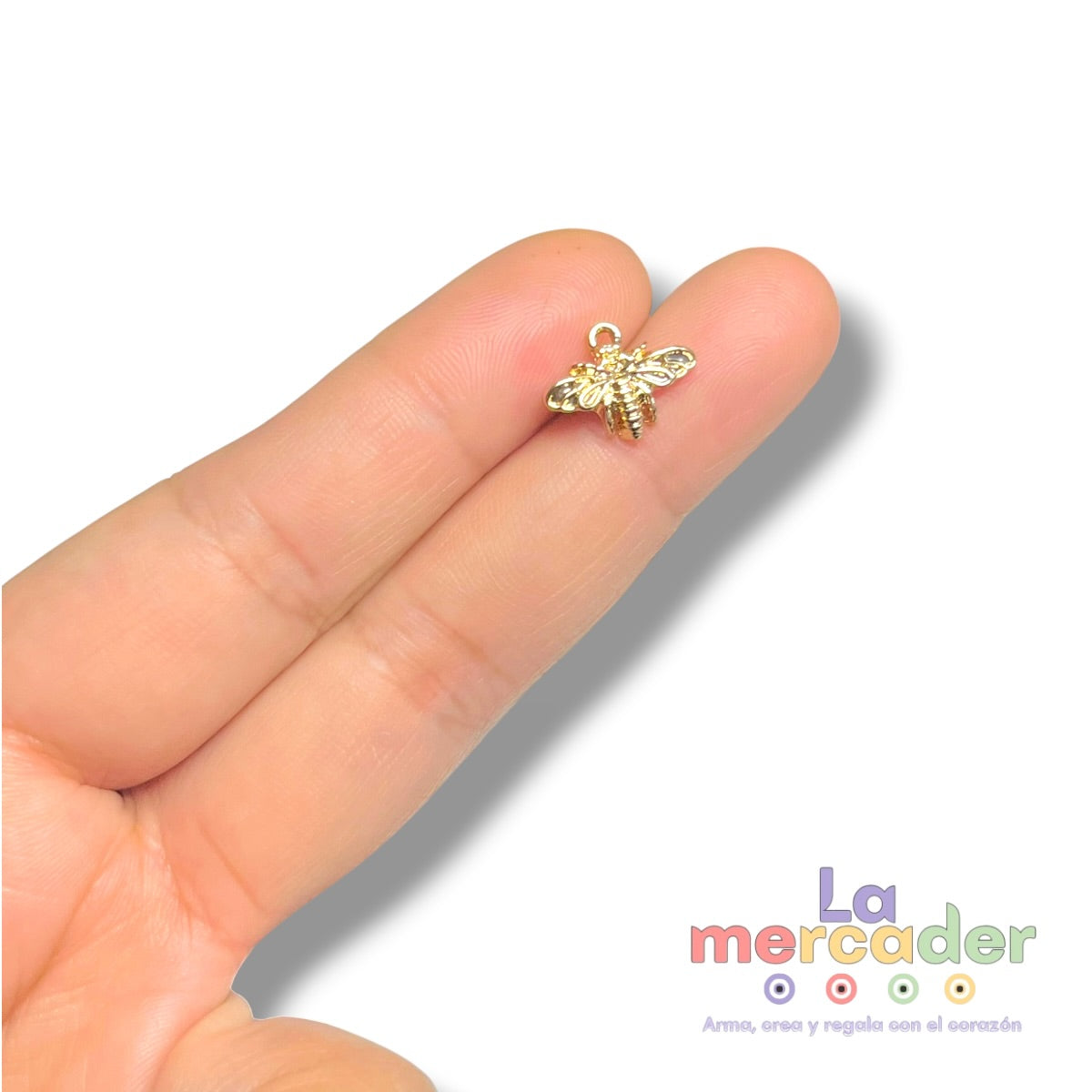 Dije Abeja Chapa de Oro 14k 9 mm | Charm Dorado para Pulsera y Collar