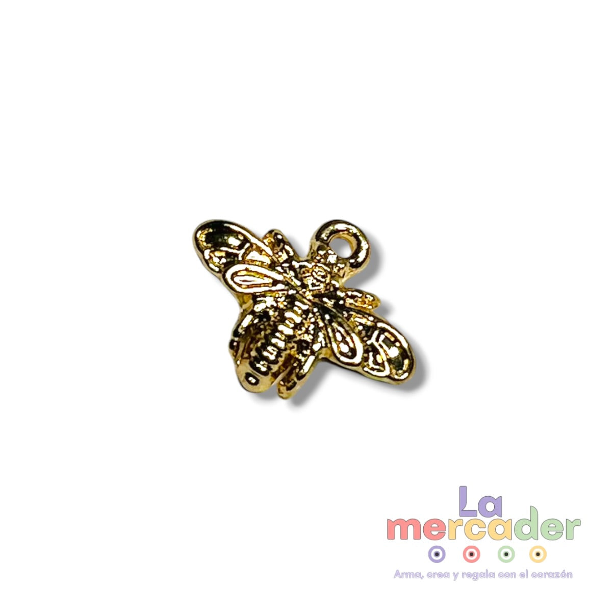 Dije Abeja Chapa de Oro 14k 9 mm | Charm Dorado para Pulsera y Collar
