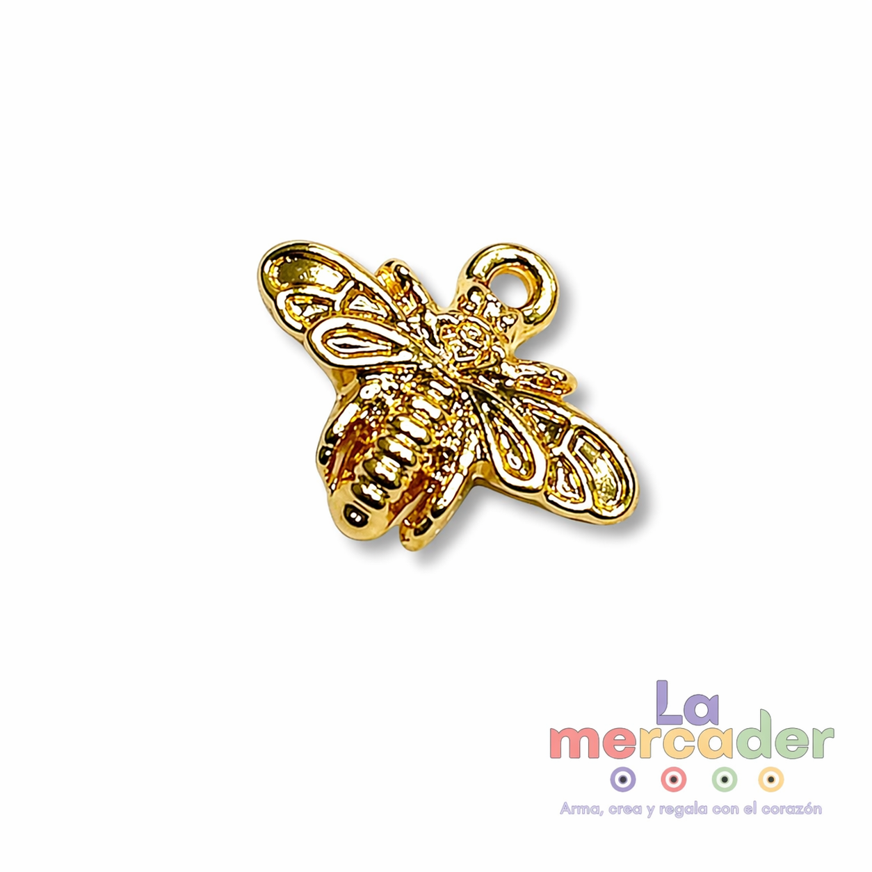 Dije Abeja Chapa de Oro 14k 9 mm | Charm Dorado para Pulsera y Collar