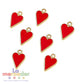 7 pz Dijes Corazón Rojo Esmaltado | Charm Metálico Dorado para Pulseras, Collares y Llaveros