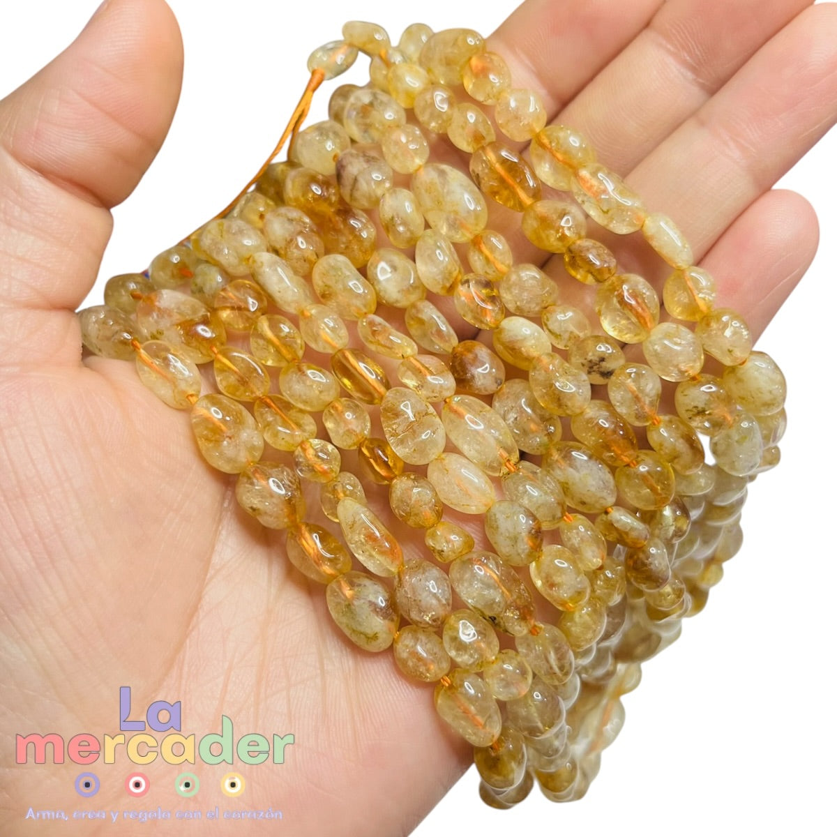 Citrino Nugget 6-8 mm Tira 46-48 Piezas | Piedra Natural Amarilla para Pulseras y Collares