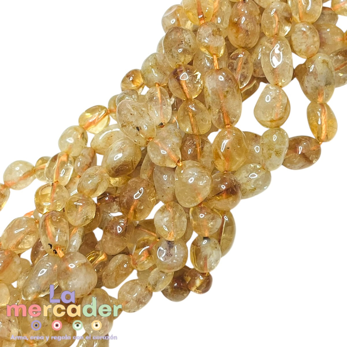 Citrino Nugget 6-8 mm Tira 46-48 Piezas | Piedra Natural Amarilla para Pulseras y Collares