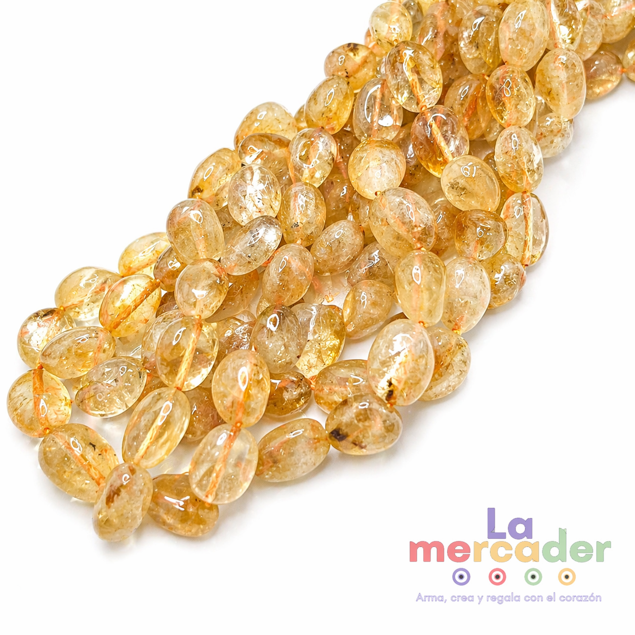 Citrino Nugget 6-8 mm Tira 46-48 Piezas | Piedra Natural Amarilla para Pulseras y Collares