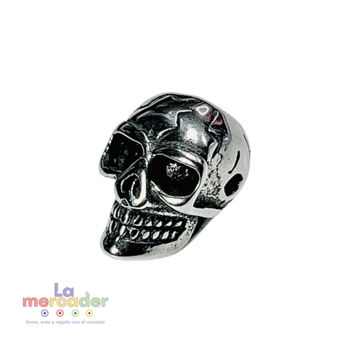 Dije Calavera Acero Inoxidable 304 10 mm | Charm Skull Plateado para Pulseras y Collares Rocker