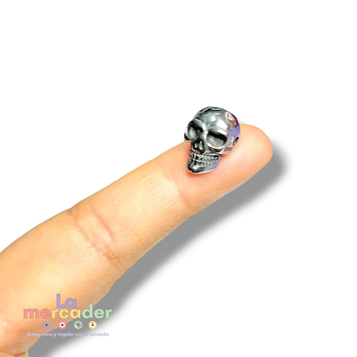 Dije Calavera Acero Inoxidable 304 10 mm | Charm Skull Plateado para Pulseras y Collares Rocker