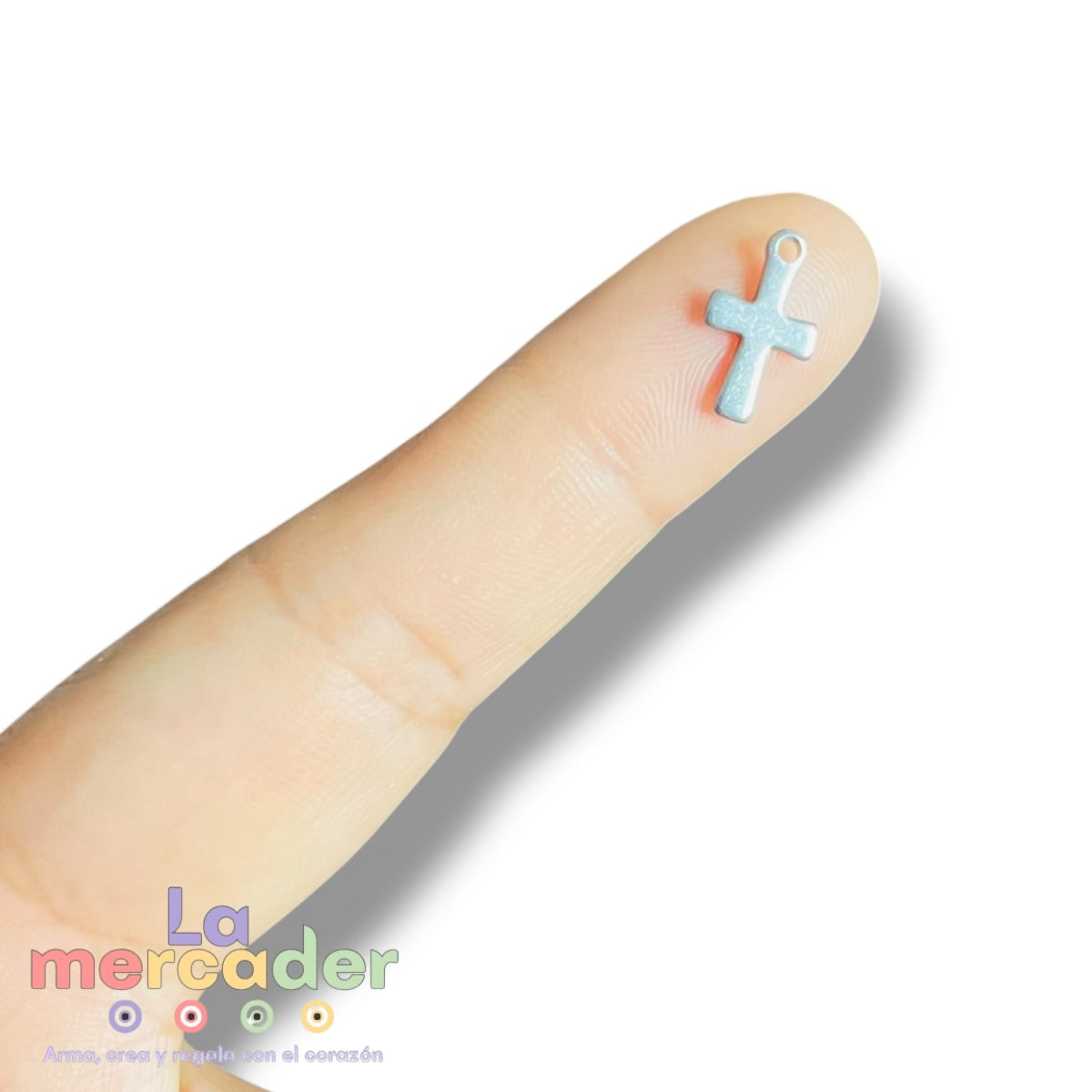 15 pz Mini Dije Cruz Acero Inoxidable 304 Plateado 12 mm | Charms Religiosos para Pulseras y Collares