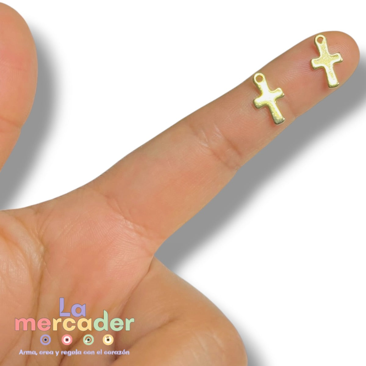 10 pz Mini Dije Cruz Dorada Acero Inoxidable 304 12 mm| Charms Religiosos para Pulseras y Collares
