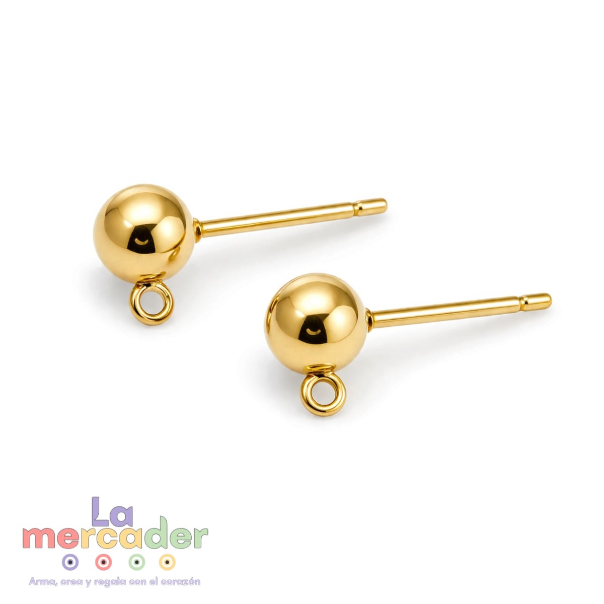 1 par Postes para Arete Acero Inoxidable 304 Dorado | Base para Dijes