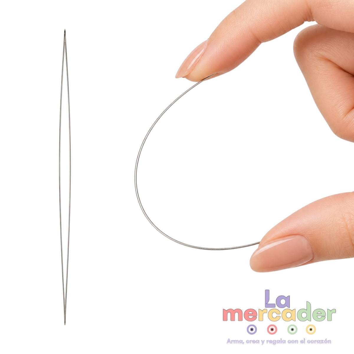 Aguja Big Eye para Bisutería (Ojo Grande) 7.5 cm y 12.5 cm | Ensarta Fácil Elástico, Hilo y Cuentas
