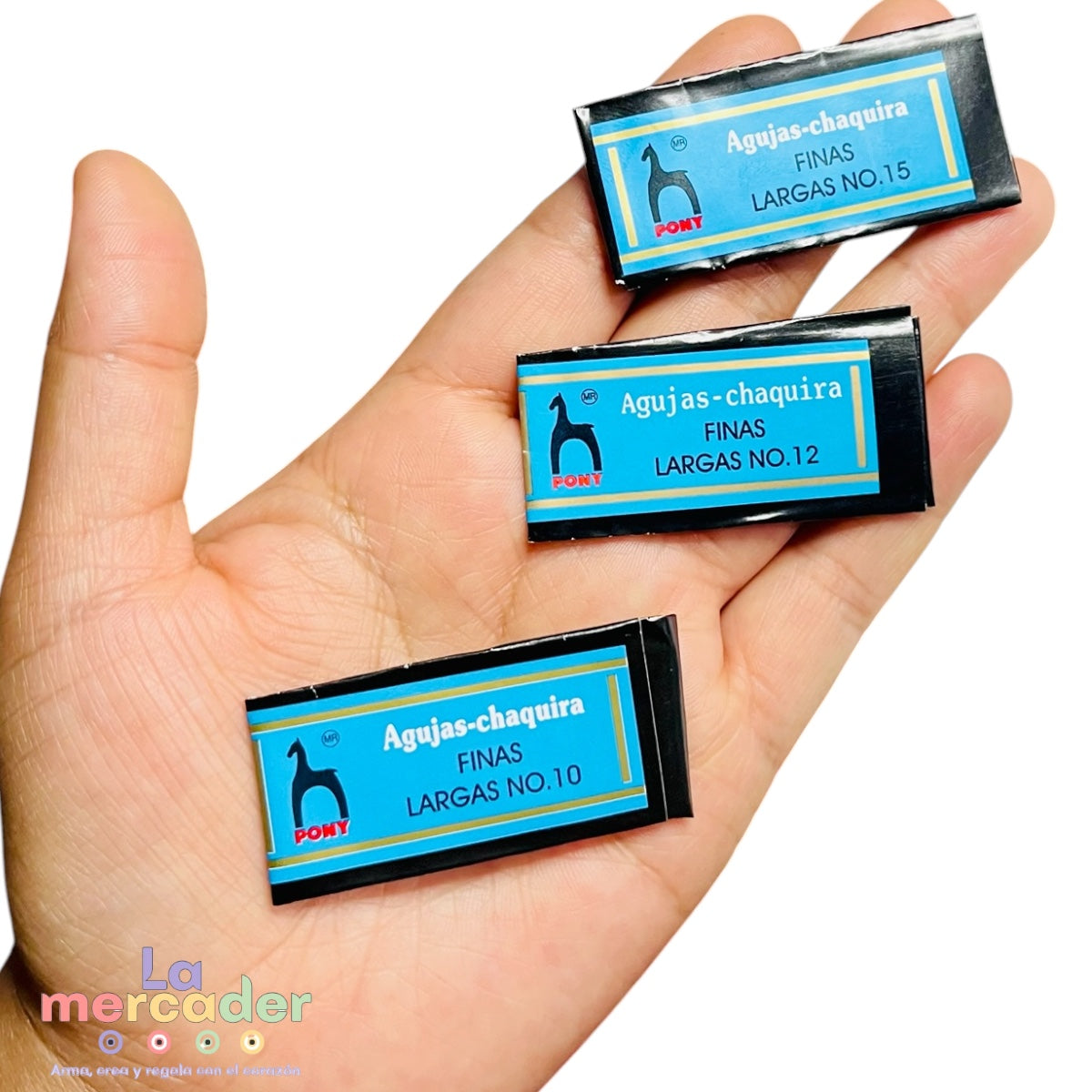 25 pz Agujas para Chaquira Pony No.10, 12 y 15  | Agujas finas para bisutería y tejido