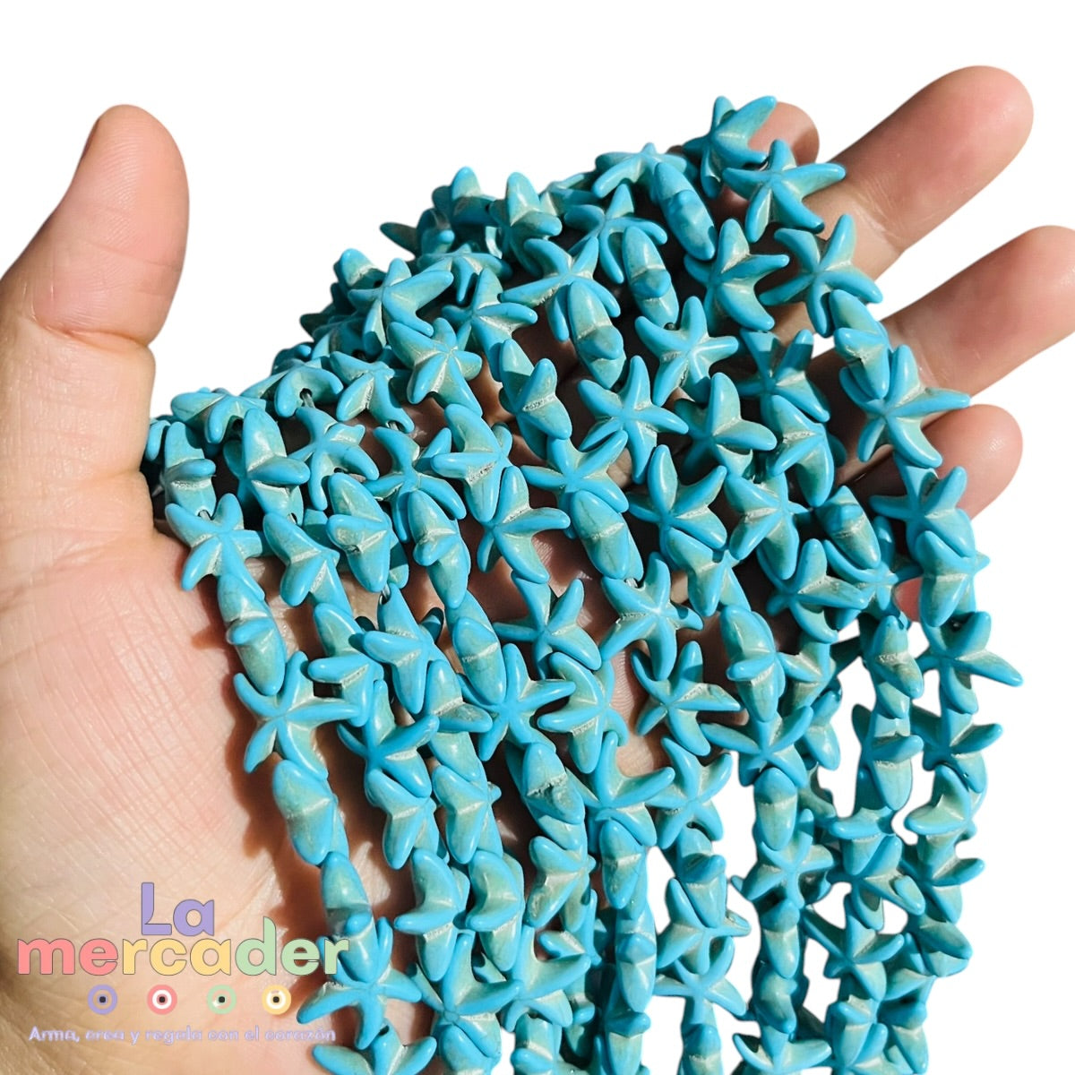 Cuentas Estrella de Mar de Pasta Turquesina 13 mm | Tira 40 pz  para Bisutería