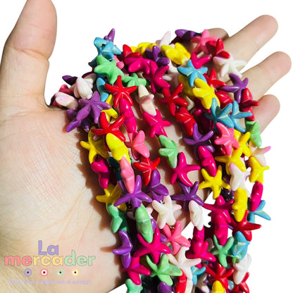 Cuentas Estrella de Mar de Pasta Turquesina 13 mm | Tira 40 pz  para Bisutería