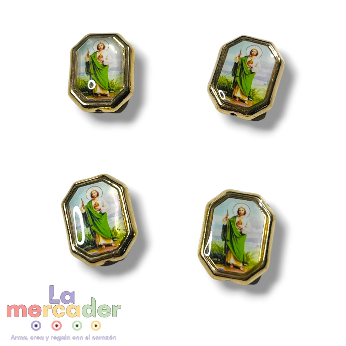 10 pz Dije Religioso San Judas Tadeo Doble Vista 14mm Plastimetal con Resina |  para Bisutería y Rosarios
