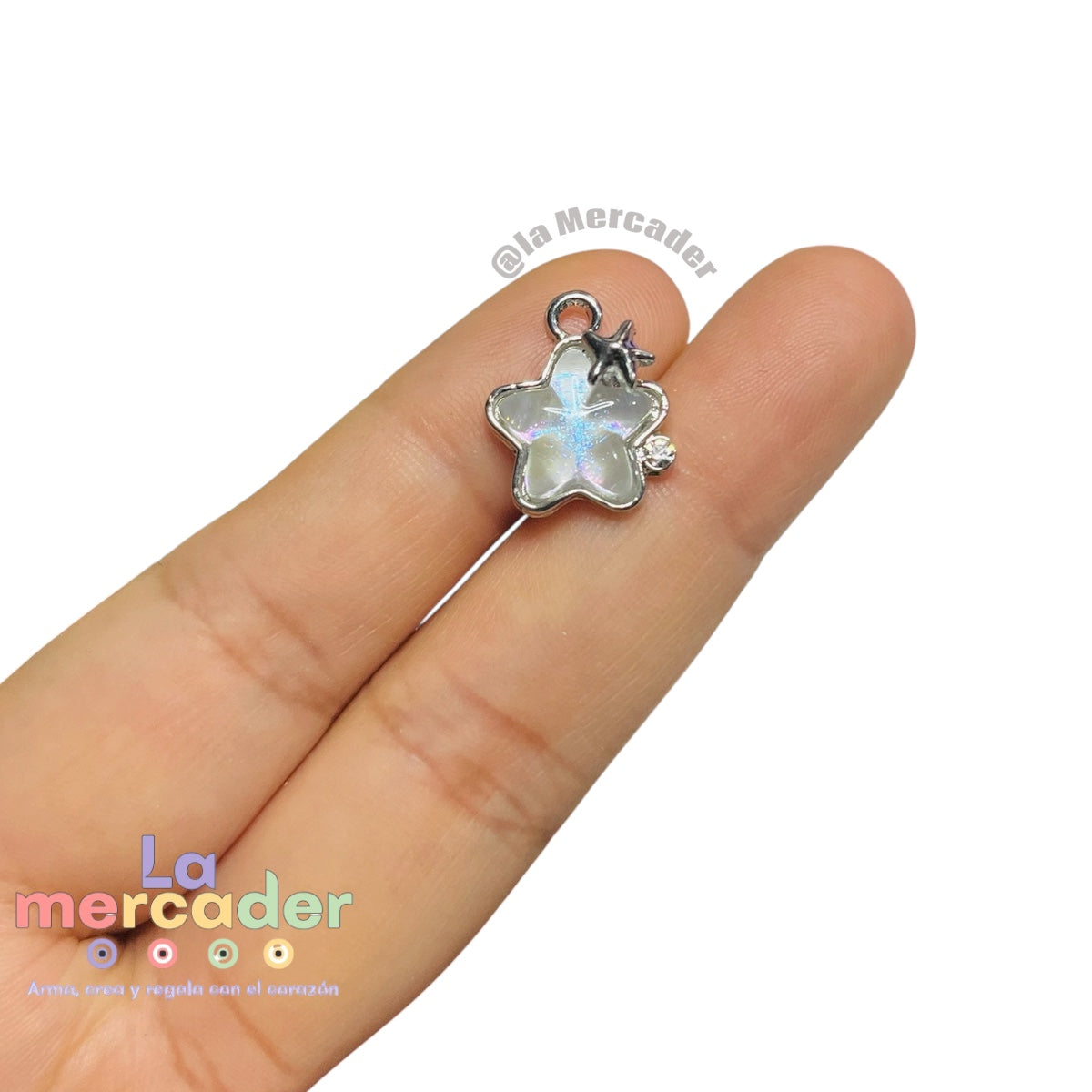 Dije Estrella Tornasol de Acero Inoxidable ✨ Dijes Plateados con Encapsulado Iridiscente para Bisutería y Accesorios