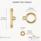 Cierre Toggle Chapa de Oro 14K ✨ Broche Tipo T Dorado para Pulseras y Collares | Herrajes para Bisutería
