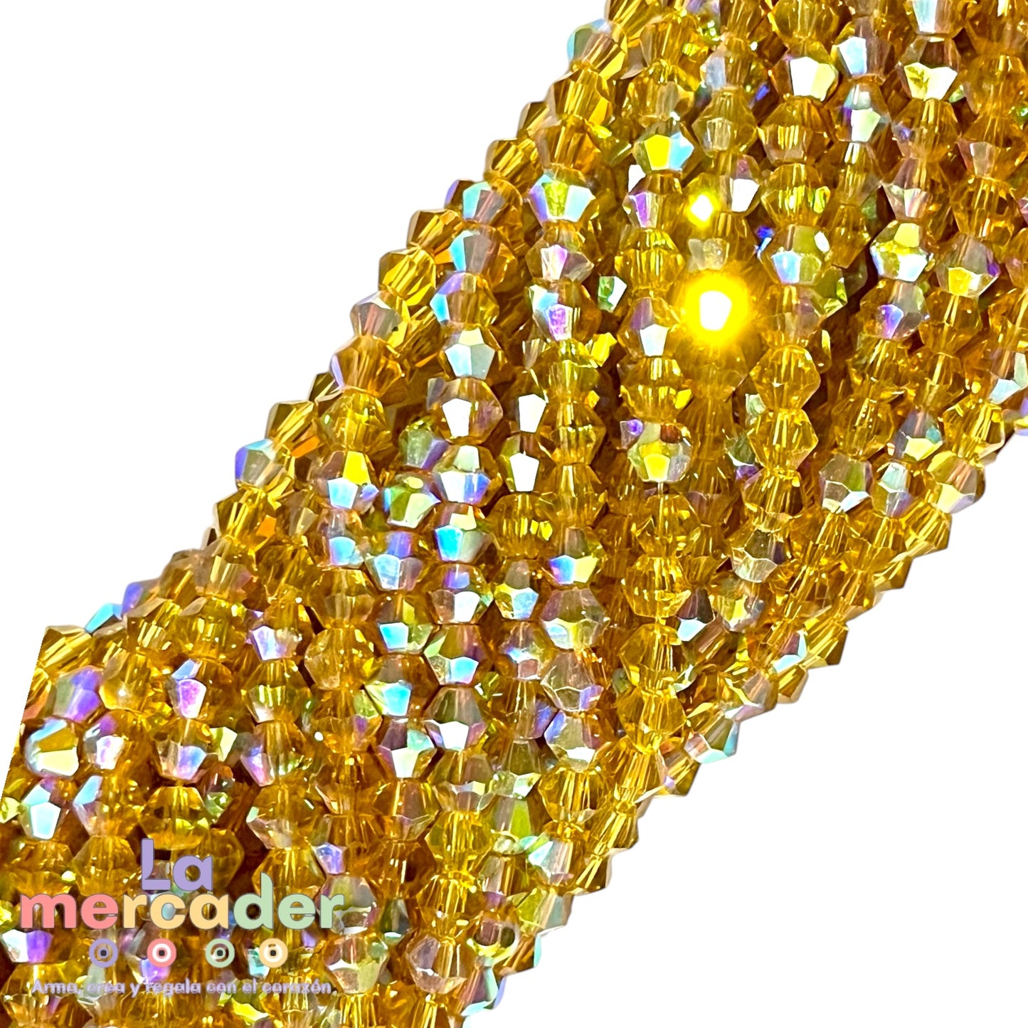 Cristal Bicono 4mm  | Tira de 75–78 Piezas | Colores Vibrantes para Pulseras y Collares
