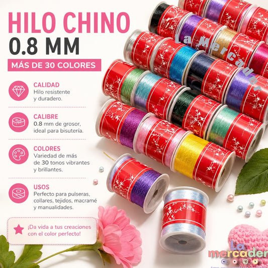 Hilo Chino 0.8 mm para Pulseras, Bisutería y Macramé | +30 Colores