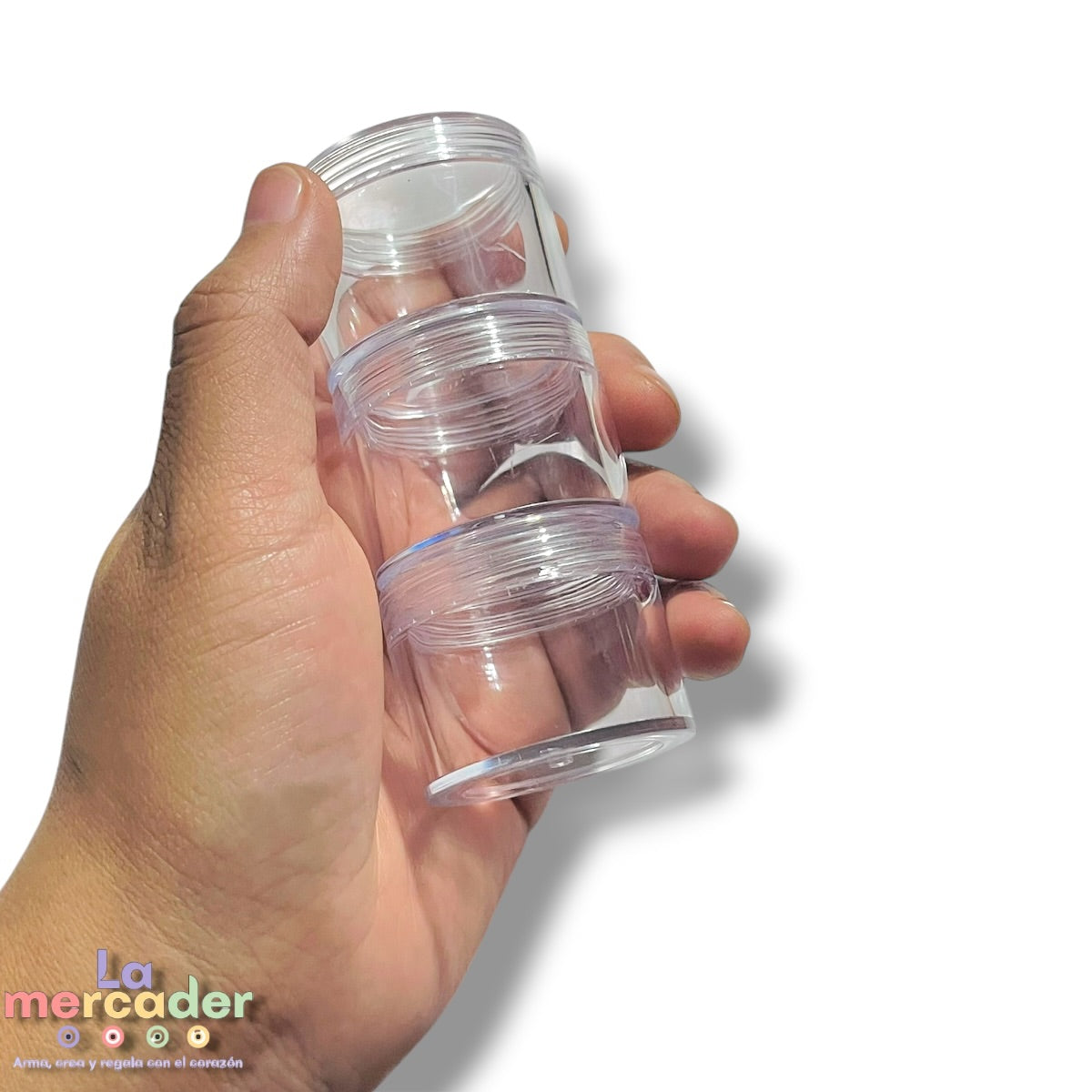 Organizadores Acrílicos Transparentes con Rosca 3.8x3cm | Pack de 3 Frascos para Chaquira, Mostacillas y Bisutería