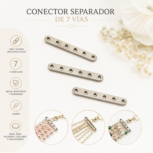 30 pz Conector Separador 7 Vías Metálico 3cm Para Bisutería