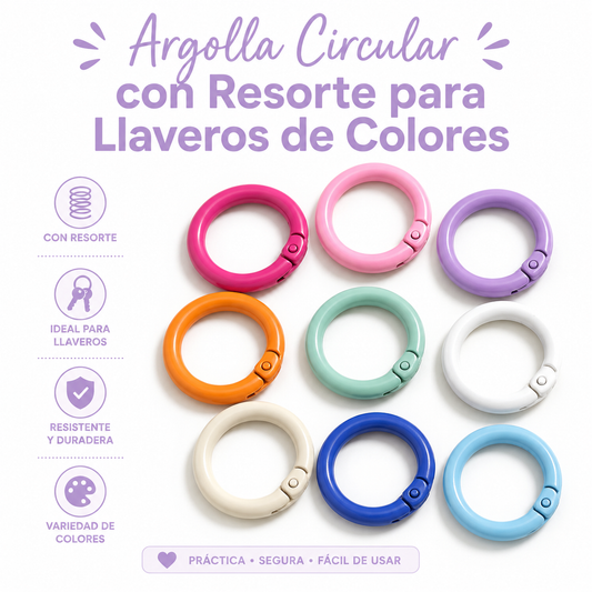 Pack 10 Argolla Circular Con Compuerta Abatible Para Llaveros