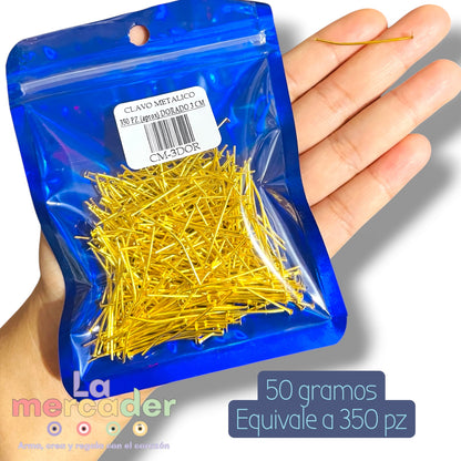 50gr Clavo Dorado  metálico para bisutería, Clavo de engarce diferentes medidas
