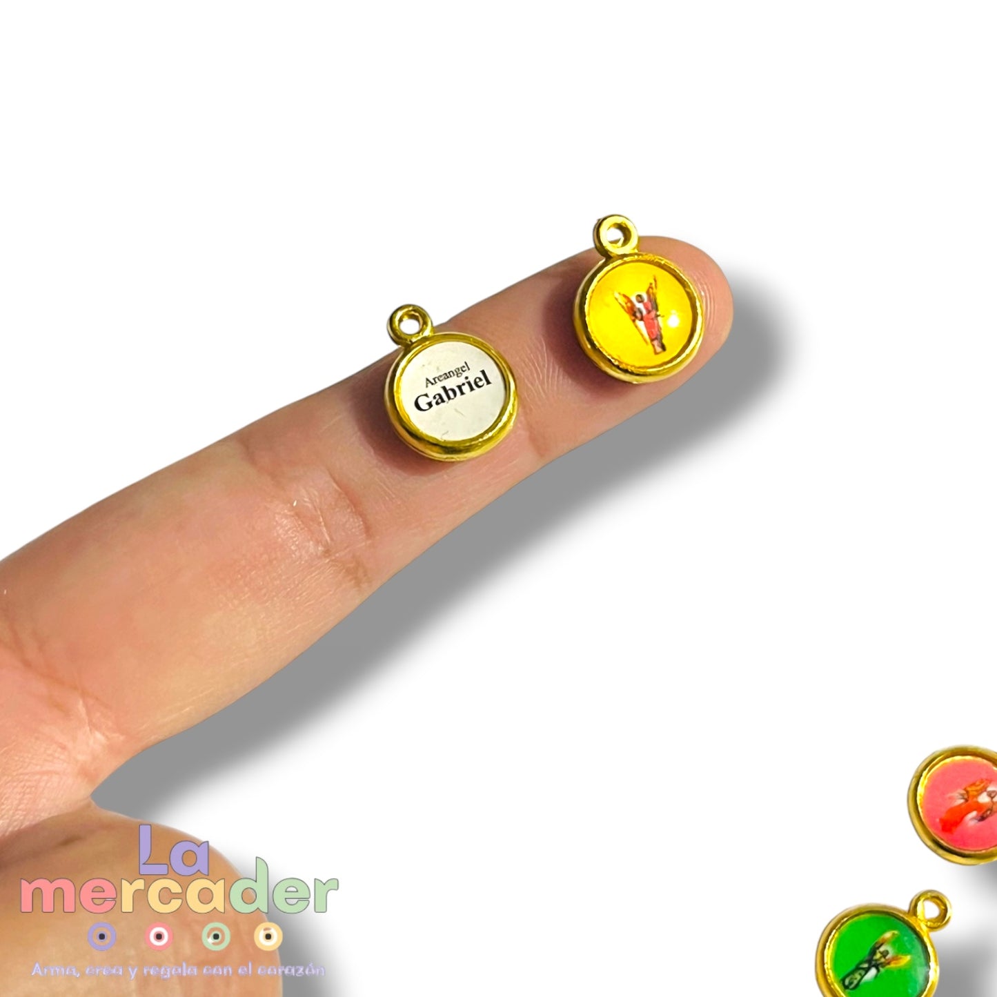 Set 7 Medallas Arcángeles Doradas 10mm | Dijes Religiosos Metal