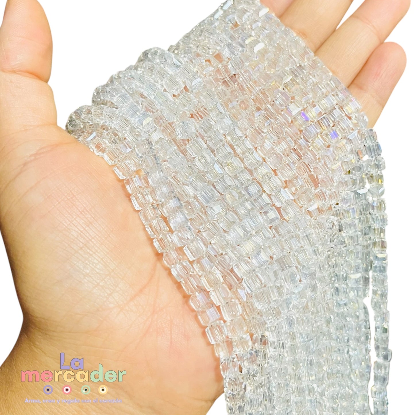 1 tira Cristal Cubo 4mm para joyería y bisutería