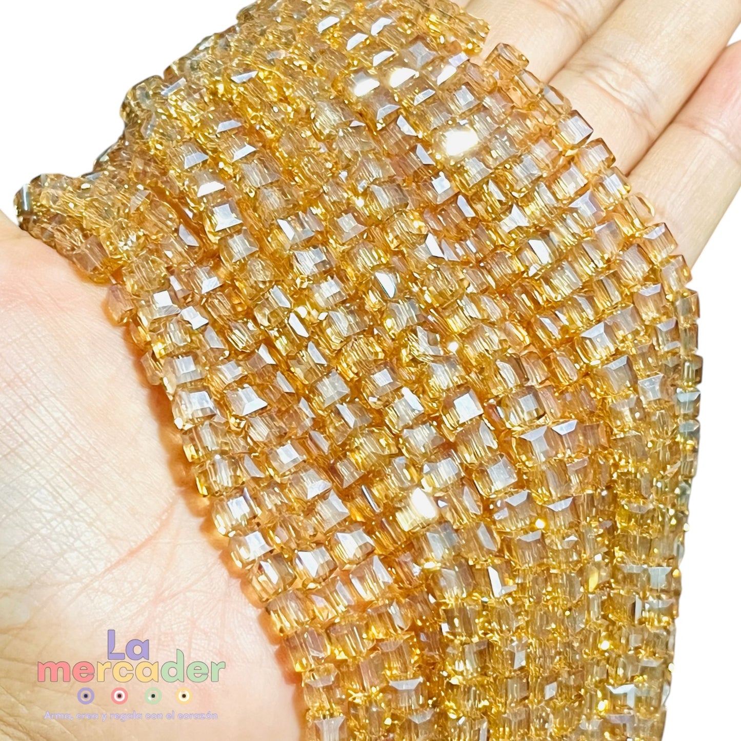 1 tira Cristal Cubo 4mm para joyería y bisutería