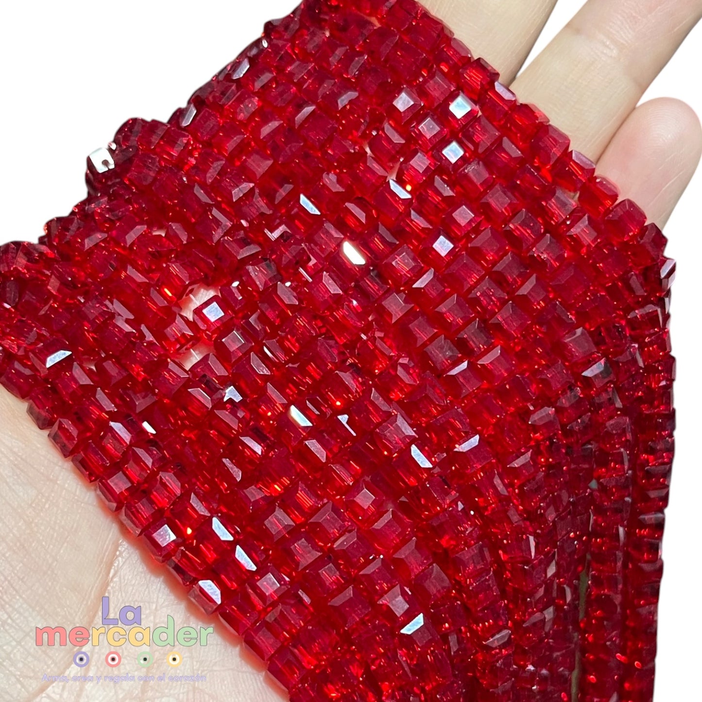 1 tira Cristal Cubo 4mm para joyería y bisutería