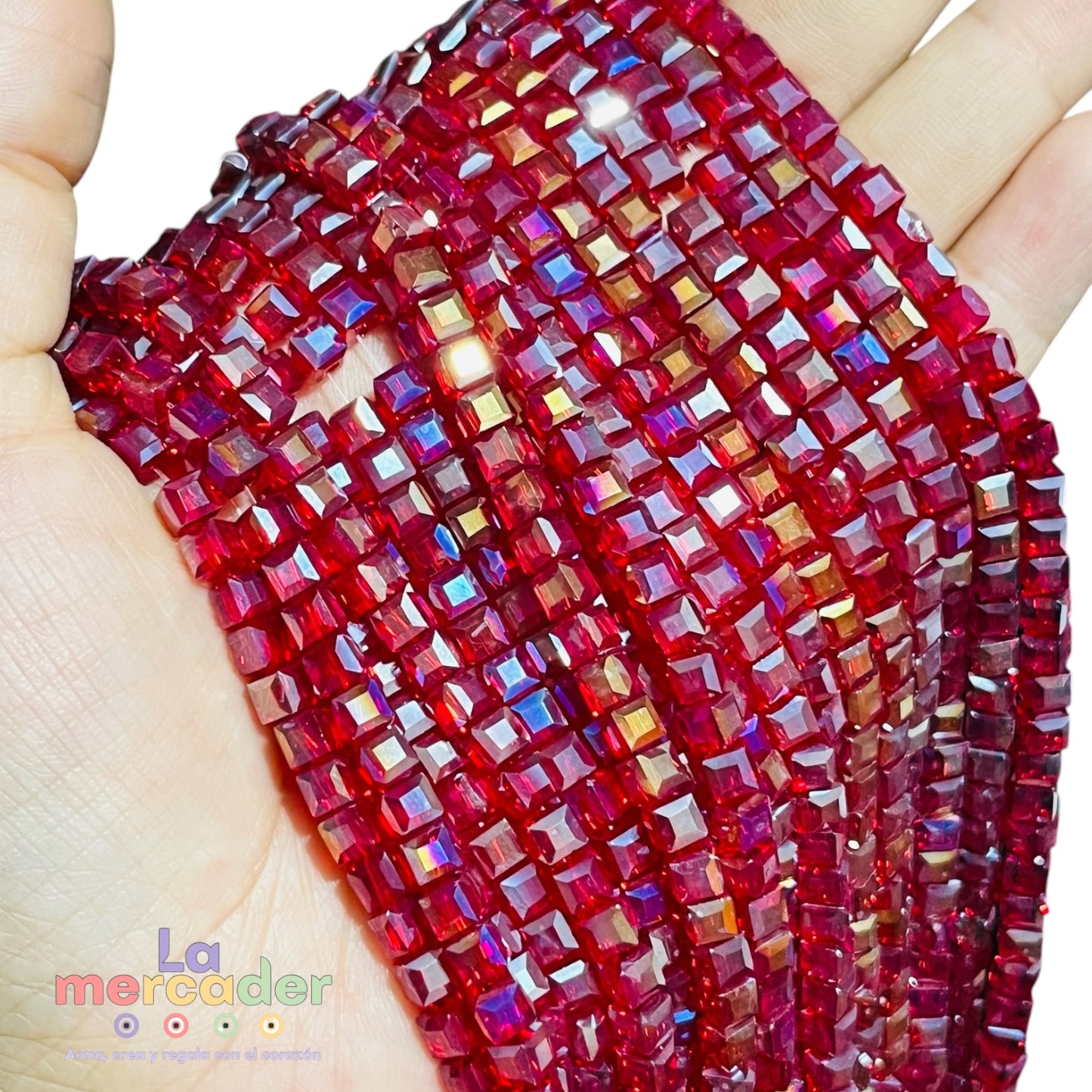 1 tira Cristal Cubo 4mm para joyería y bisutería