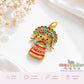 Dije Niña Mexicana Chapa de Oro con Esmalte | Charm 2.4 cm para Bisutería