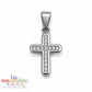 Dije Cruz de Acero Inoxidable con Microcirconias 27 mm | Colgante Religioso Plateado
