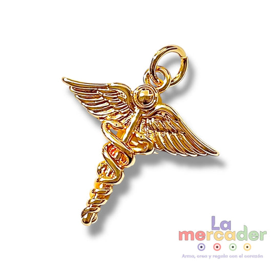 Dije Caduceo Médico Chapa de Oro