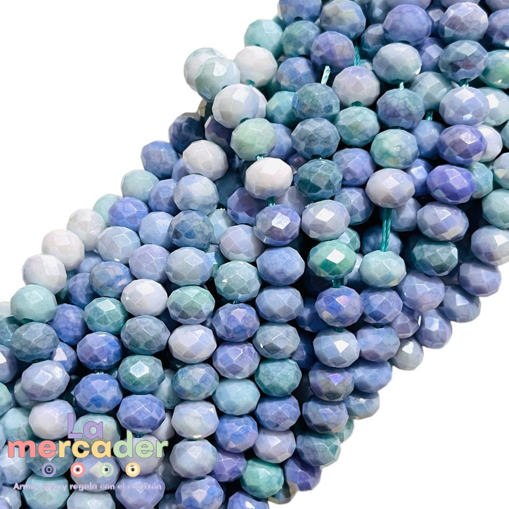 Cristal Dona Facetado #8 Multicolor Azul para Bisutería