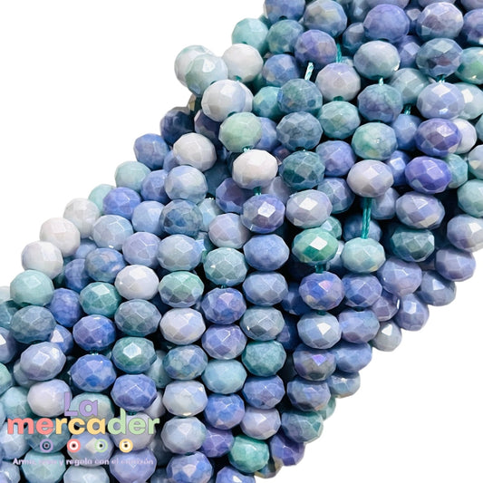 Cristal Dona Facetado #8 Multicolor Azul para Bisutería