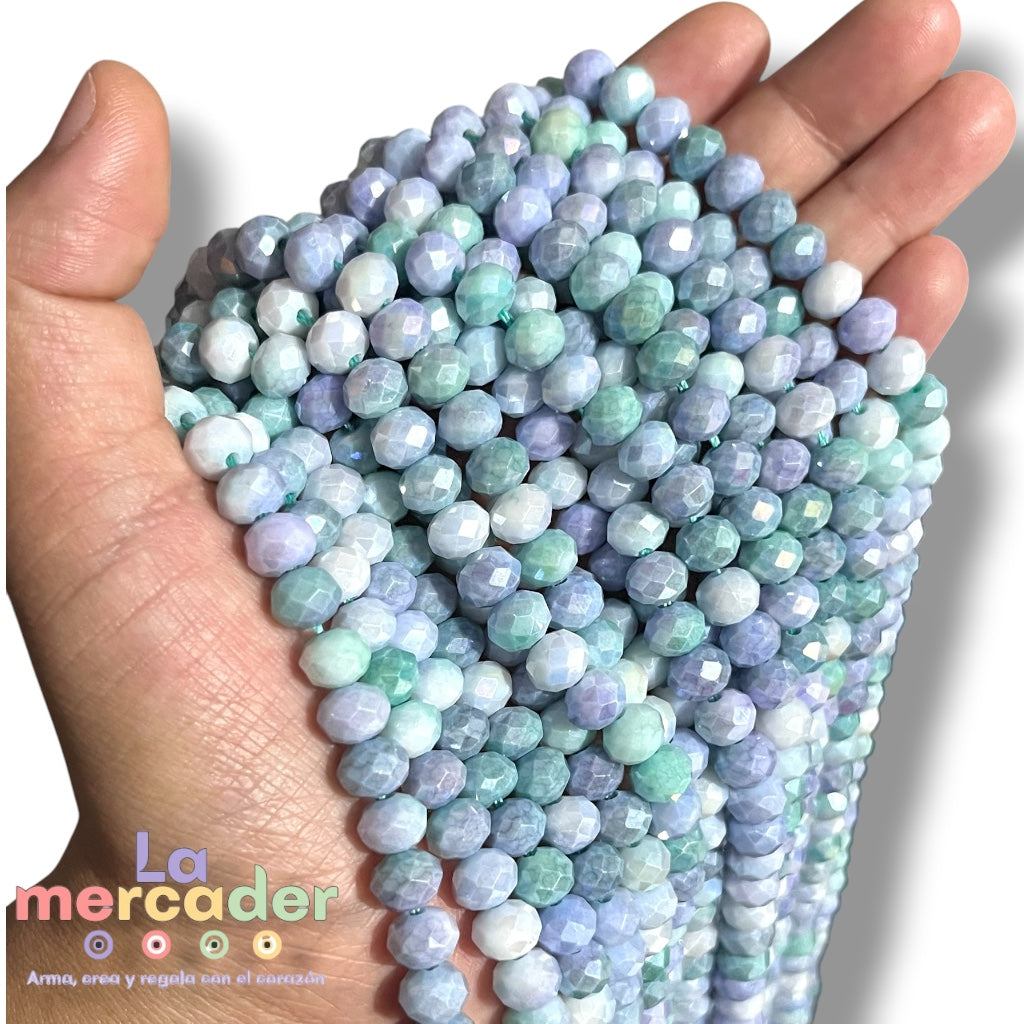 Cristal Dona Facetado #8 Multicolor Azul para Bisutería