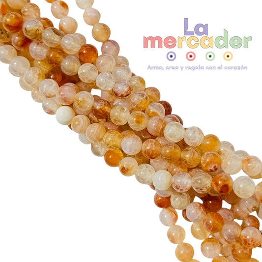 1 Tira Ágata Golden #6 Craquelada, (60pz aprox) Piedra Natural