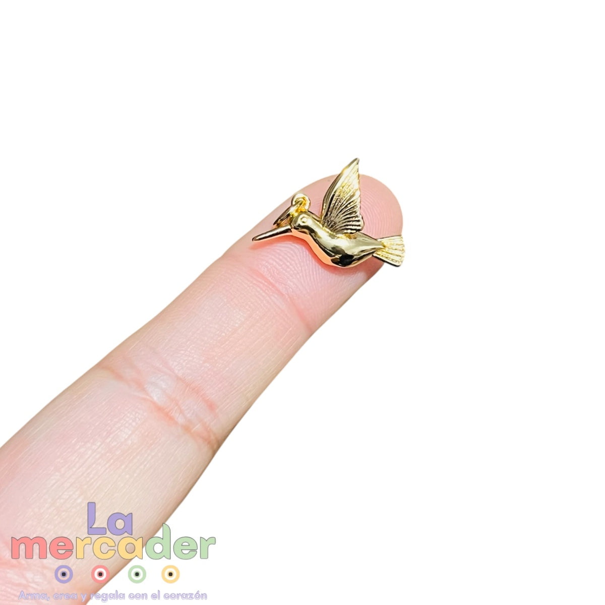 Dije Colibrí Chapa de Oro 14K 12mm para Bisutería