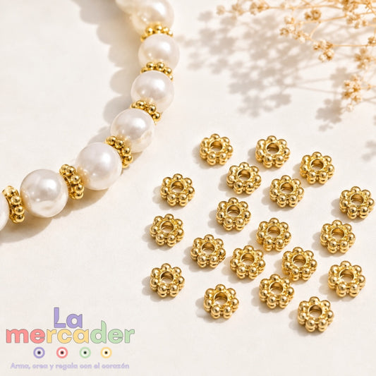 Gramo Separador Flor 6mm Chapa de Oro 14K