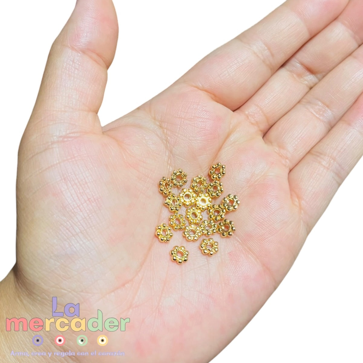 Gramo Separador Flor 6mm Chapa de Oro 14K