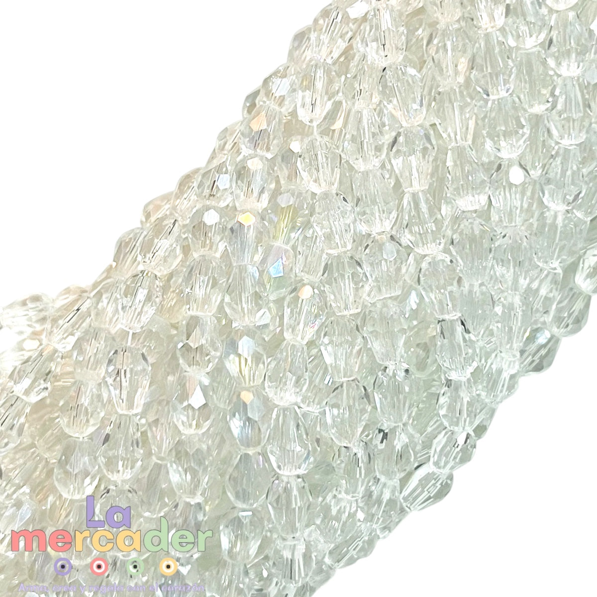 Cristal Gota Facetada 6x8mm para Bisutería – Tira 58-62 Pzas